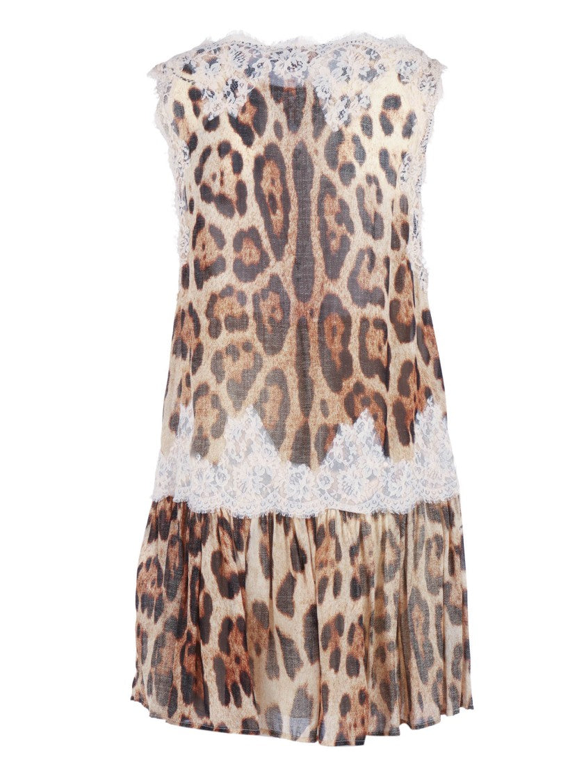 Ermanno Scervino Leopard Print Lace Mini Dress