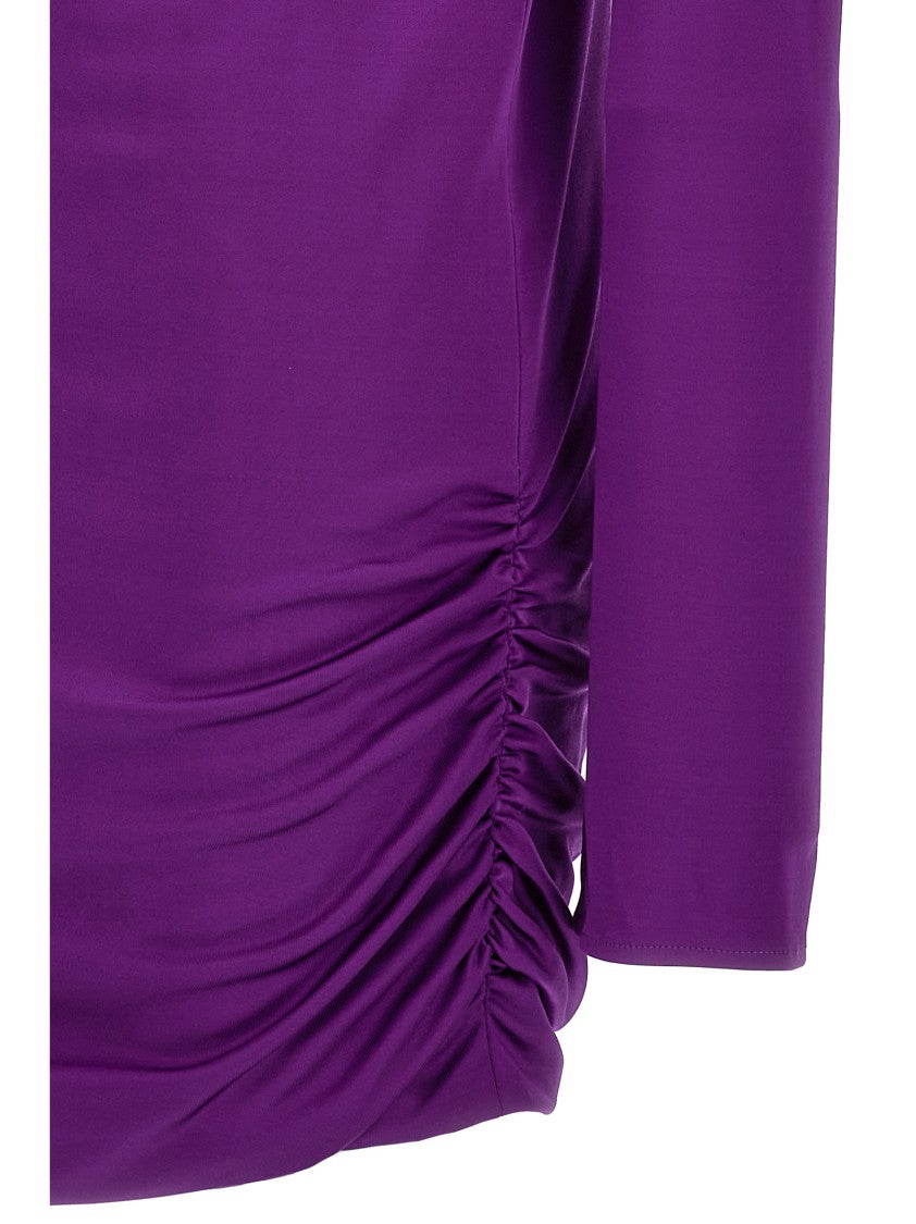 Versace Cut-Out Details Jersey Dress With Draped Sides