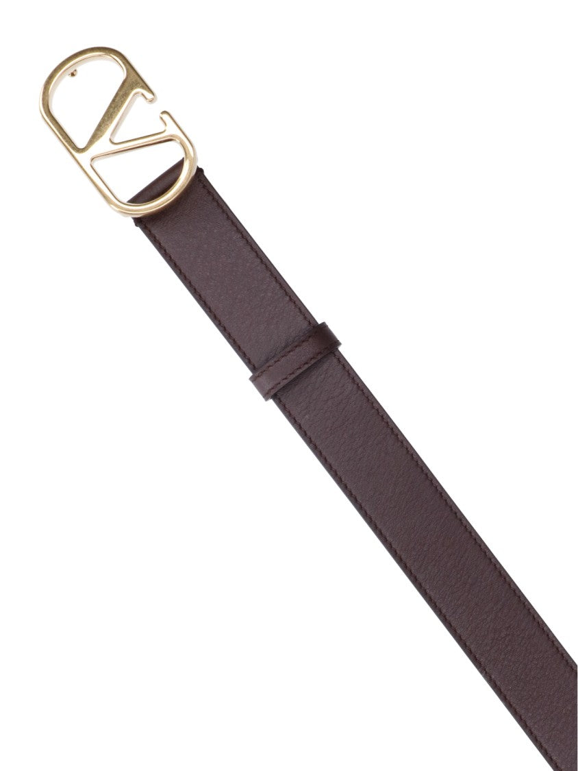 Valentino Garavani Brown Leather Belt With Vlogo Signature Buckle