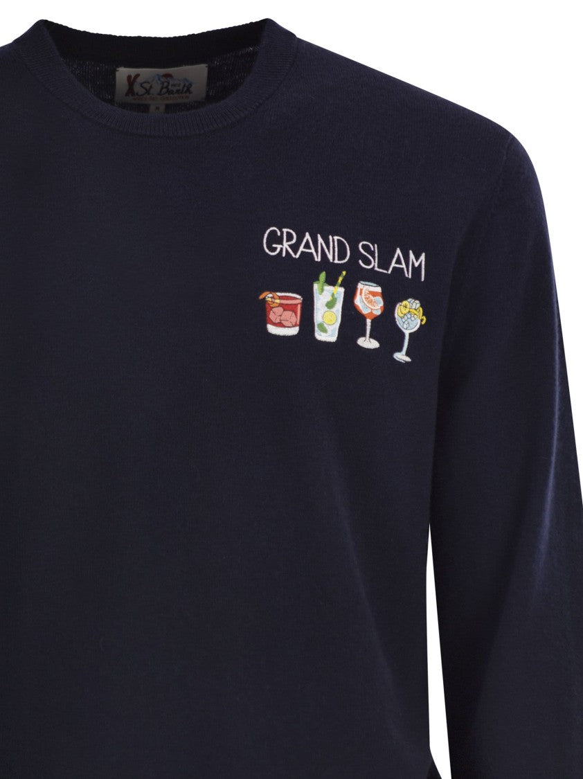Mc2 Saint Barth Crew Neck Jumper With Grand Slam Embroidery