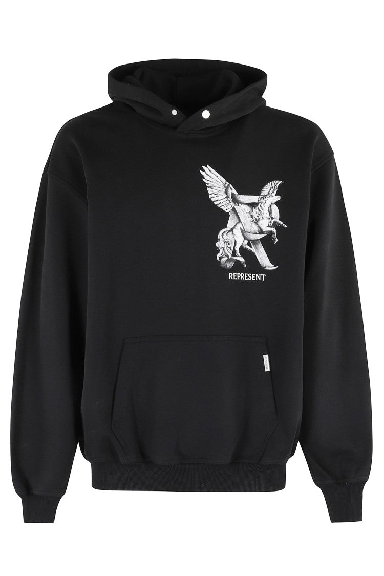 Represent Overfit Black Hoodie With Mythical Creature Graphics