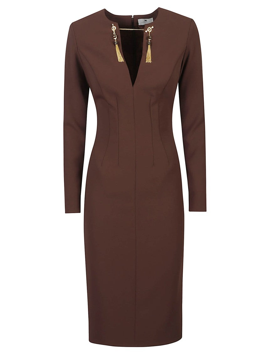Elisabetta Franchi Stretch Polyester Midi Dress