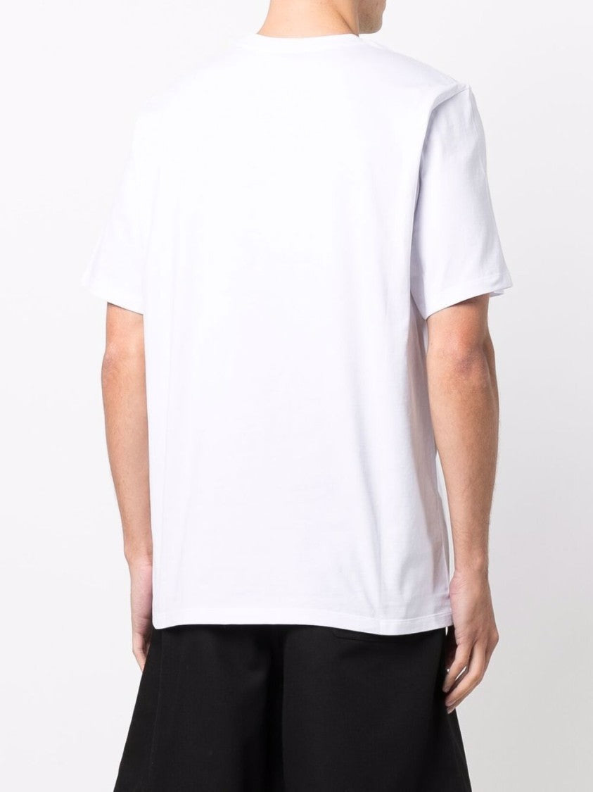 Msgm Relaxed Fit White T-Shirt With Bold Black Logo Patch