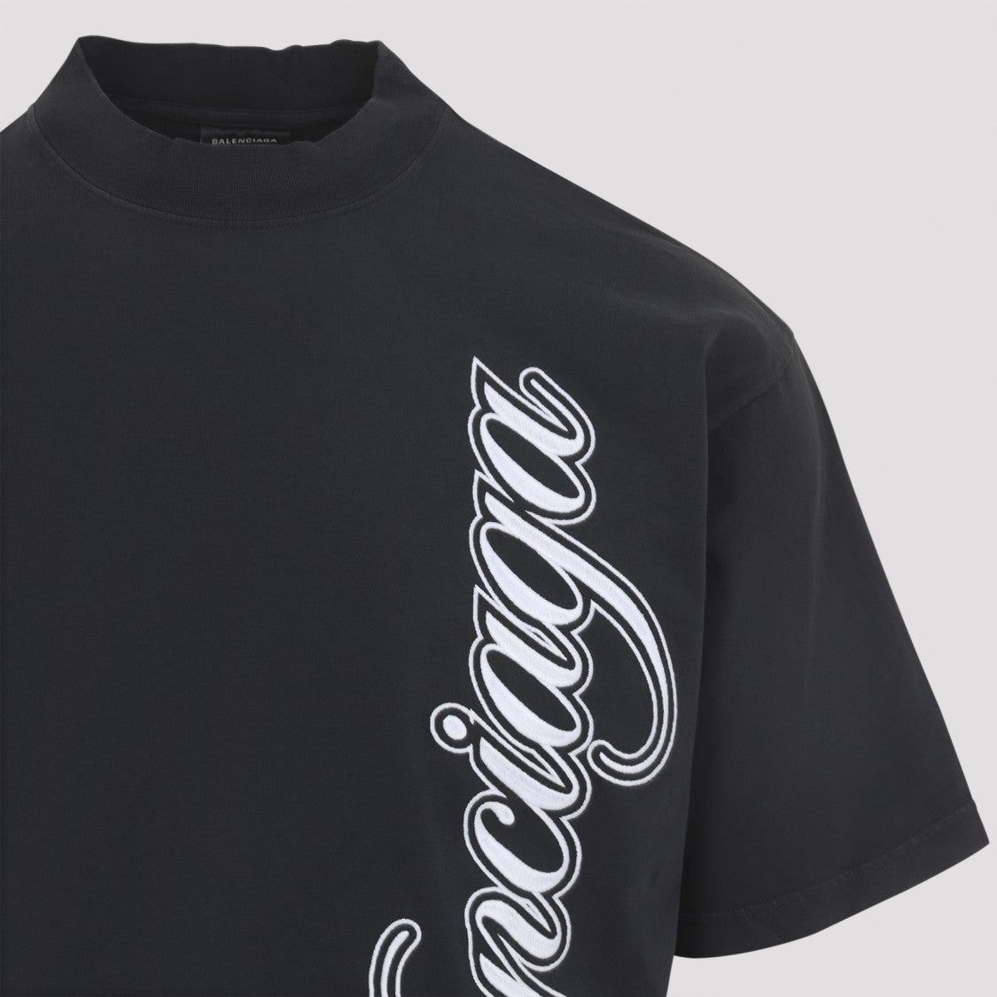 Balenciaga Washed Black Cotton Medium Fit T-Shirt