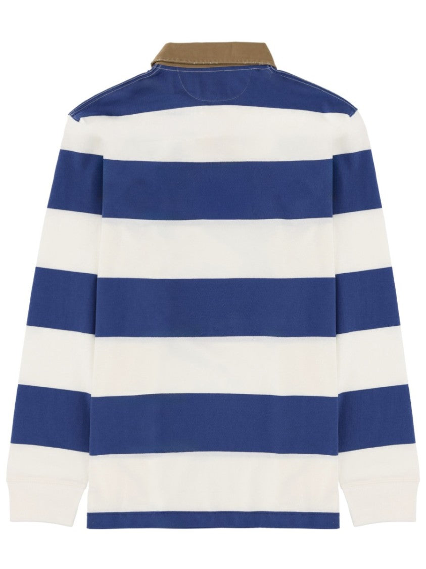 Polo Ralph Lauren Blue Horizontal Stripe Rugby Polo Shirt