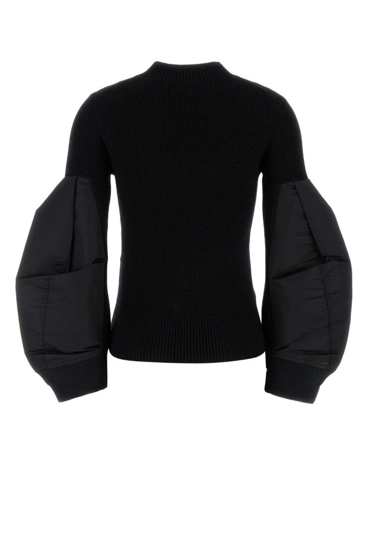 Sacai Black Cotton Blend Sweater