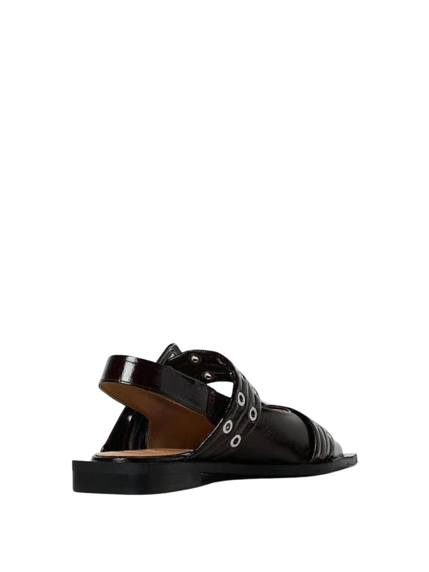 Ganni Pointed-Toe Slingback Pumps With Silver-Tone Hardware