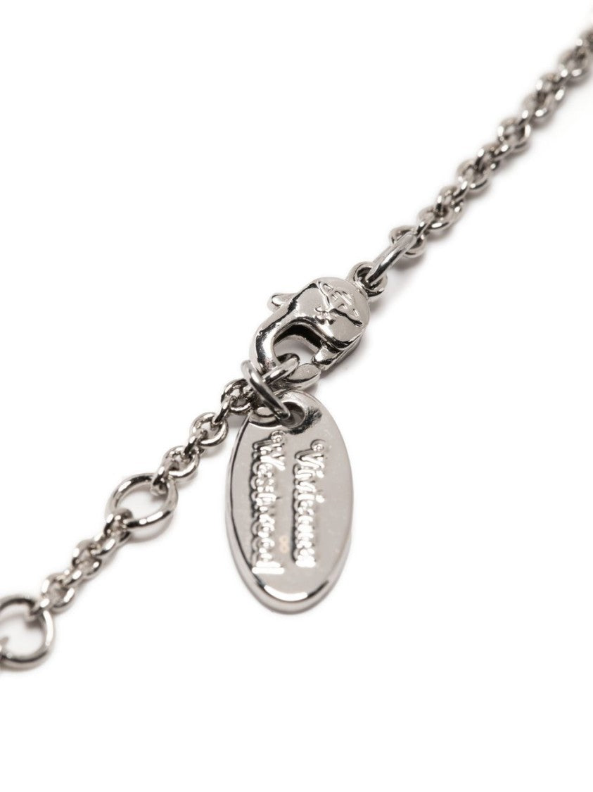 Vivienne Westwood Orb-Shaped Silver-Tone Chain Bracelet With Crystal Detailing