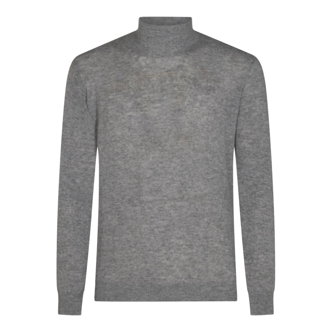 Altea Heathered Grey Ribbed Cuff Mock Neck Sweater