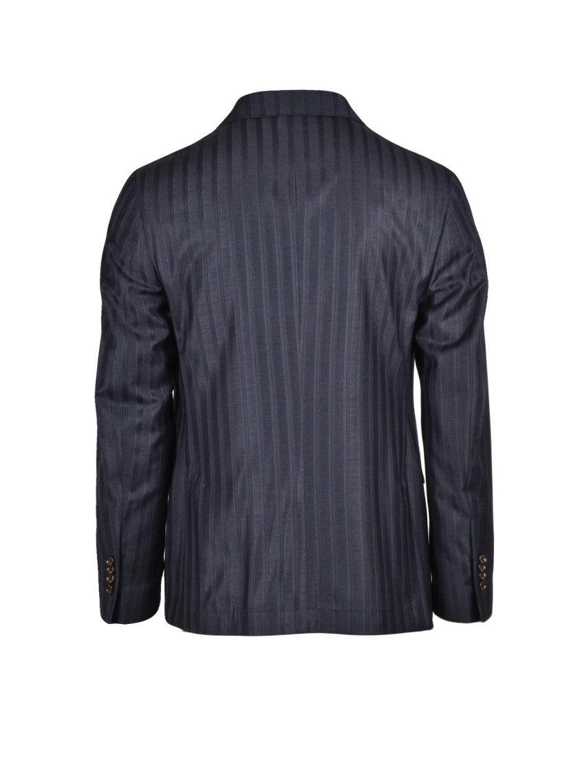 Lab 001 Grey Polyester-Viscose Double-Breasted Formal Suit