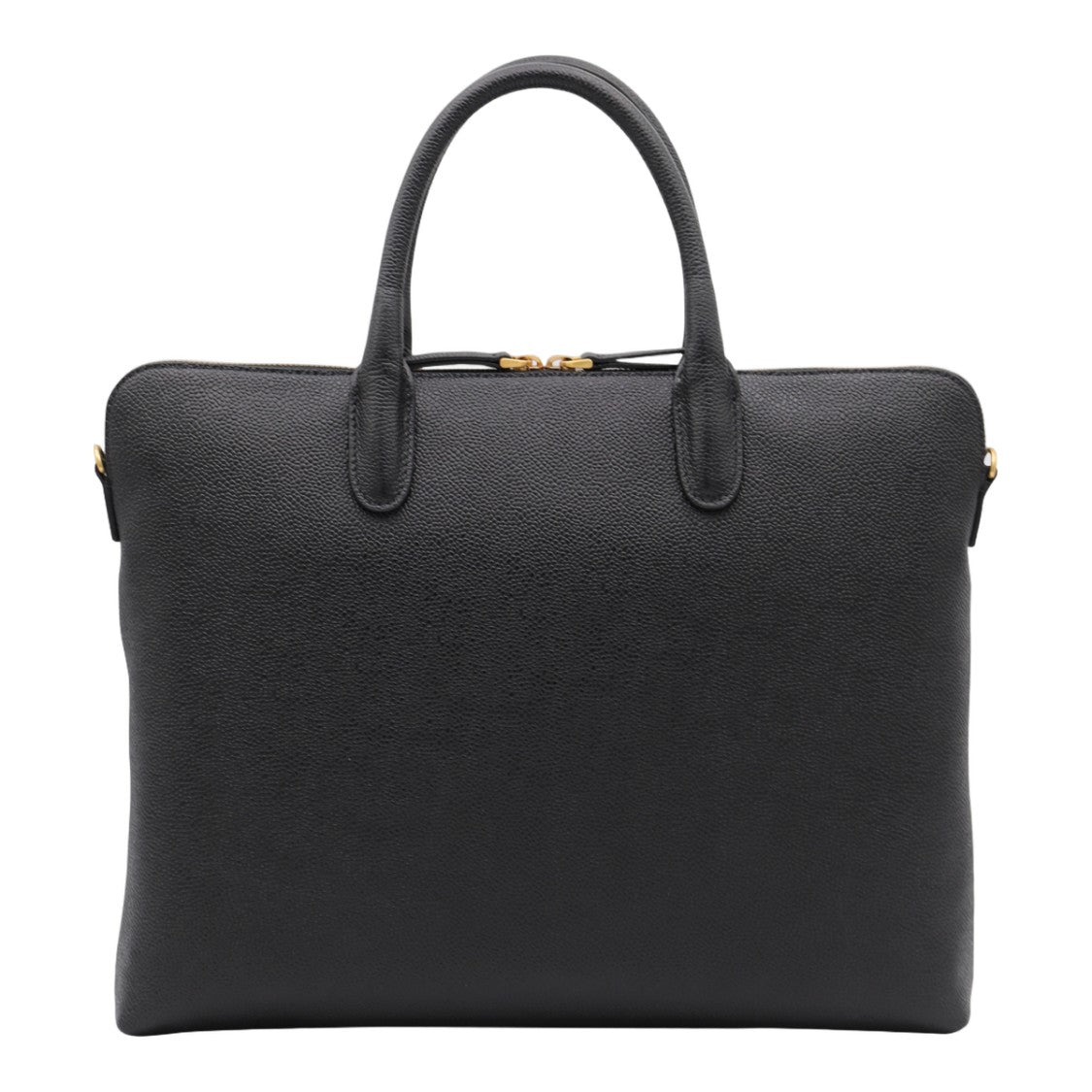 Thom Browne Textured Black Leather Briefcase With Gold Hardware