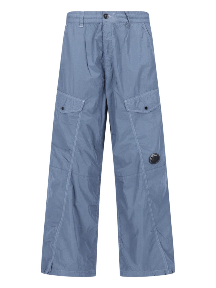 C.P. Company Wide-Leg Cargo Pants With Lens Detail And Smooth Fabric