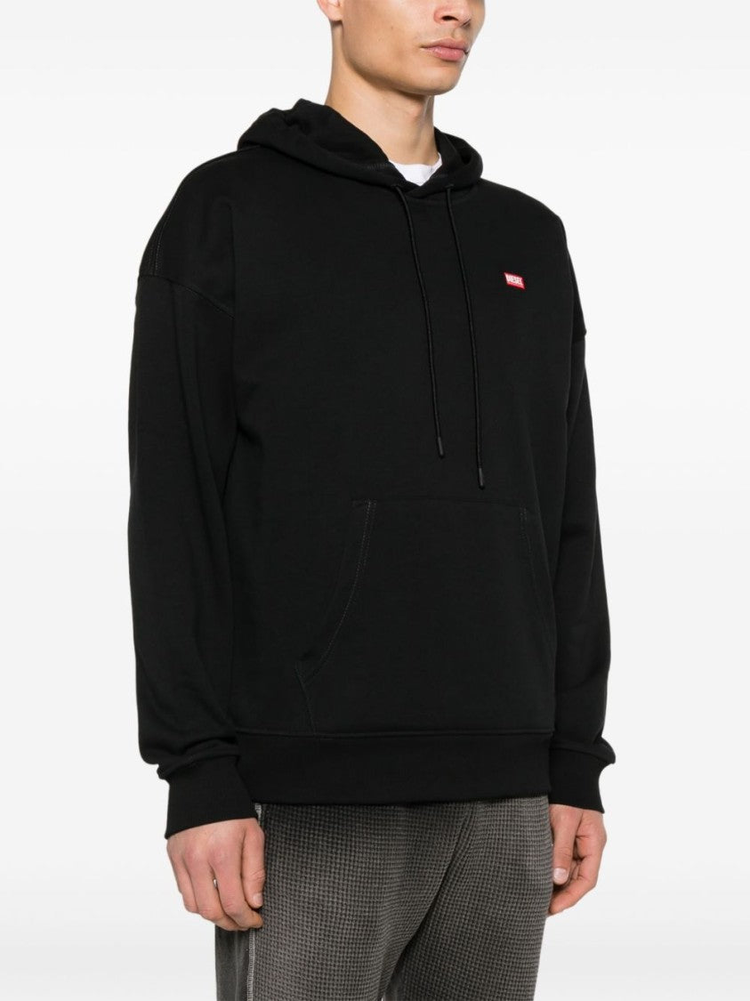 Diesel Hooded Black Sweatshirt With Kangaroo Pocket