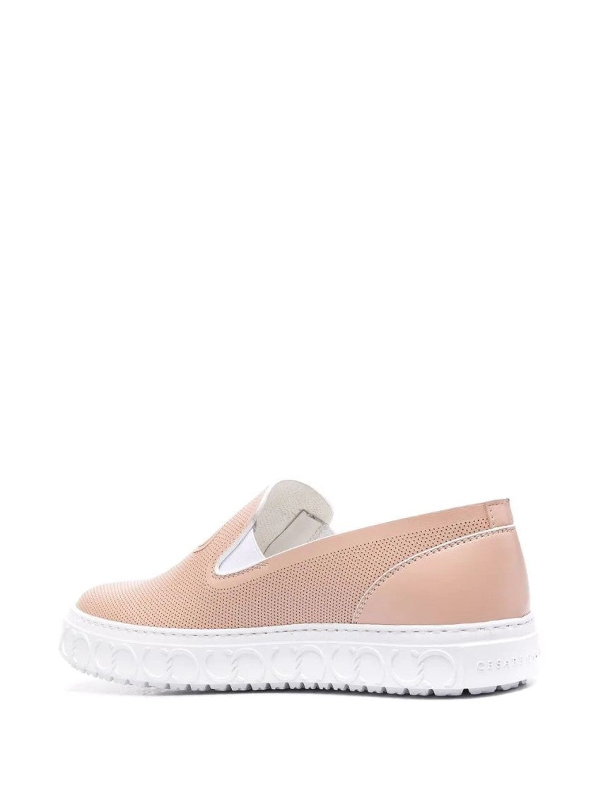 Casadei Perforated Leather Slip-On Trainers With Embossed Detailing