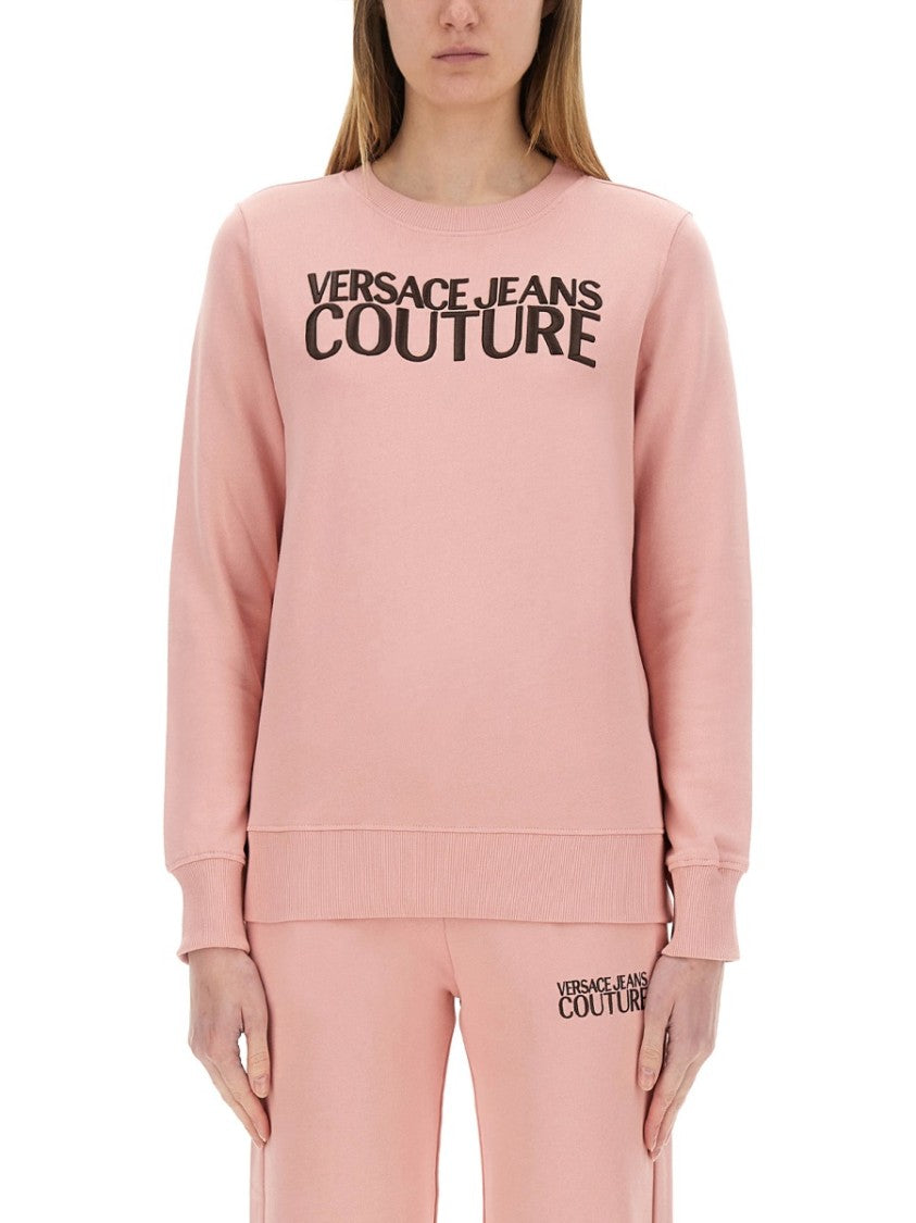 Versace Jeans Couture Cotton Sweatshirt With Bold Logo Design