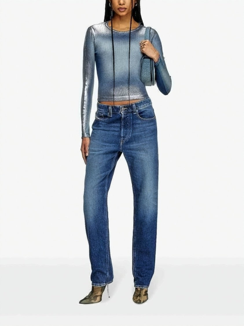 Diesel Medium Blue Regular Straight-Leg Jeans With Classic Five-Pocket Design