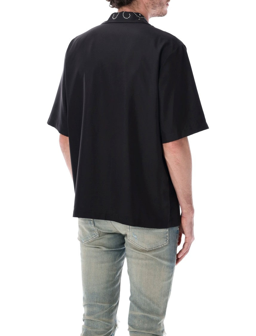 Amiri Stud Camp Stud Embellished Black Shirt