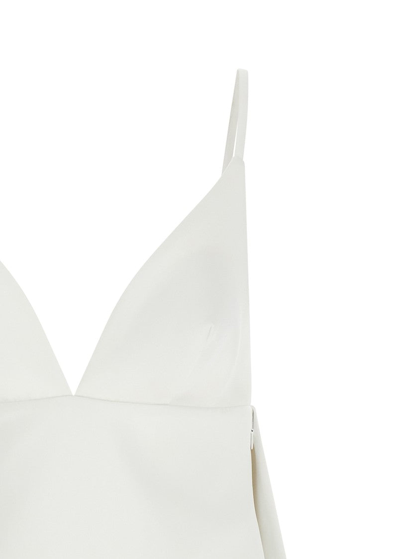 Elisabetta Franchi Duchesse Mini Dress With Innovative Back Cape Design