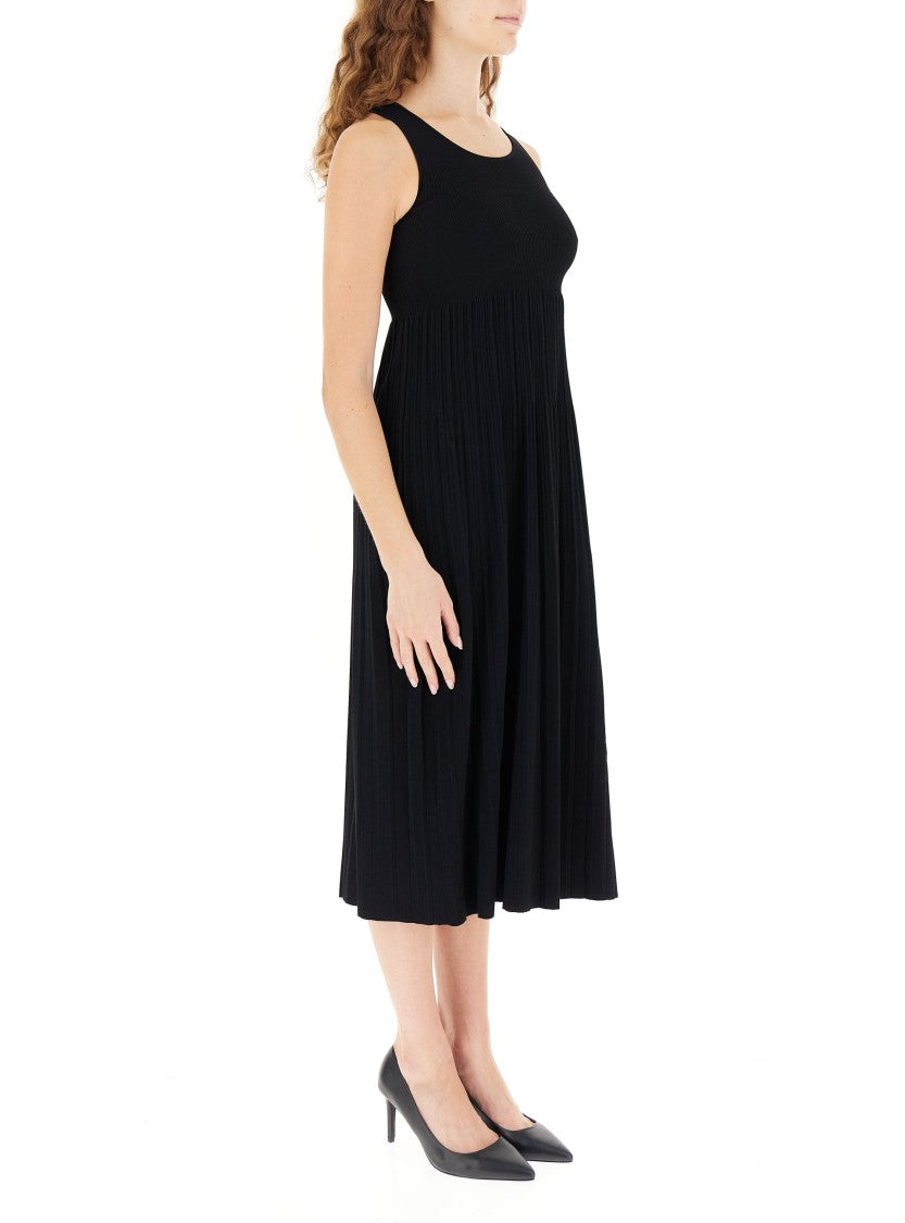 Max Mara Pleated Midi Dress With Fluid Silhouette