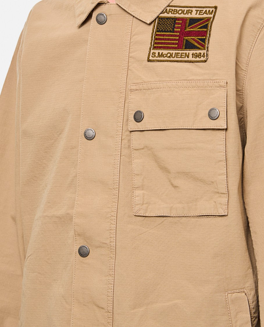 Barbour Beige Jacket With Logo Patch