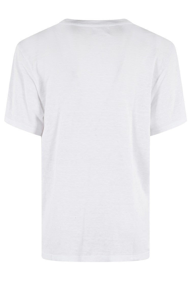 Isabel Marant Étoile Contemporary White Linen T-Shirt With Velvet Logo