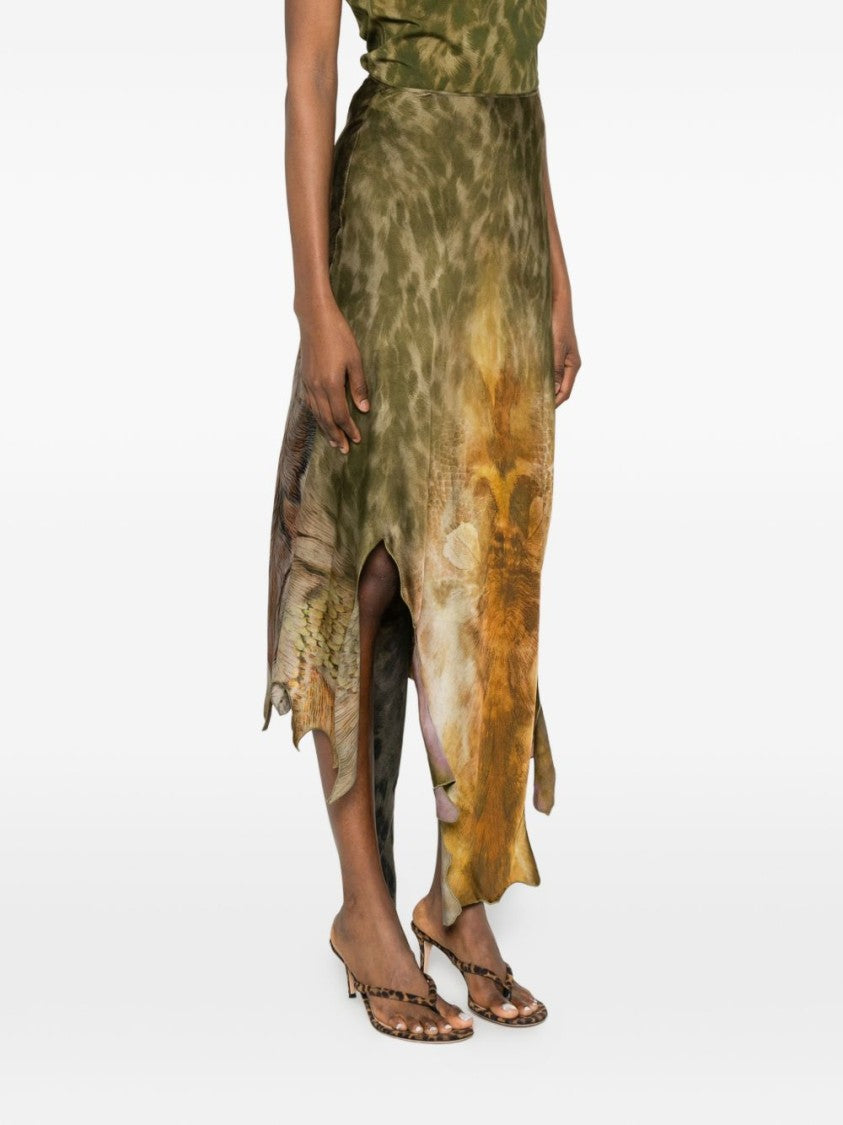 Diesel Multicolour Silk And Nylon Midi Skirt