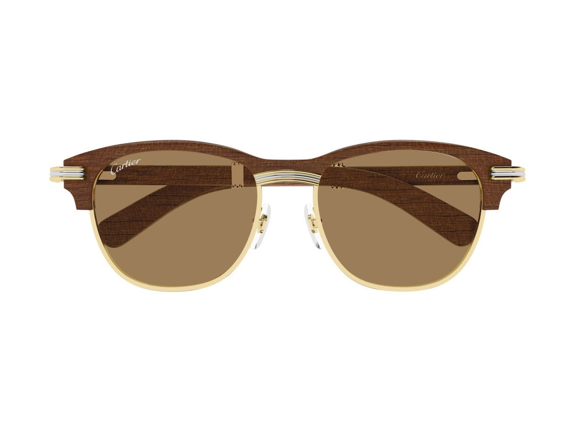 Cartier Ct0656s Rounded Wooden Sunglasses