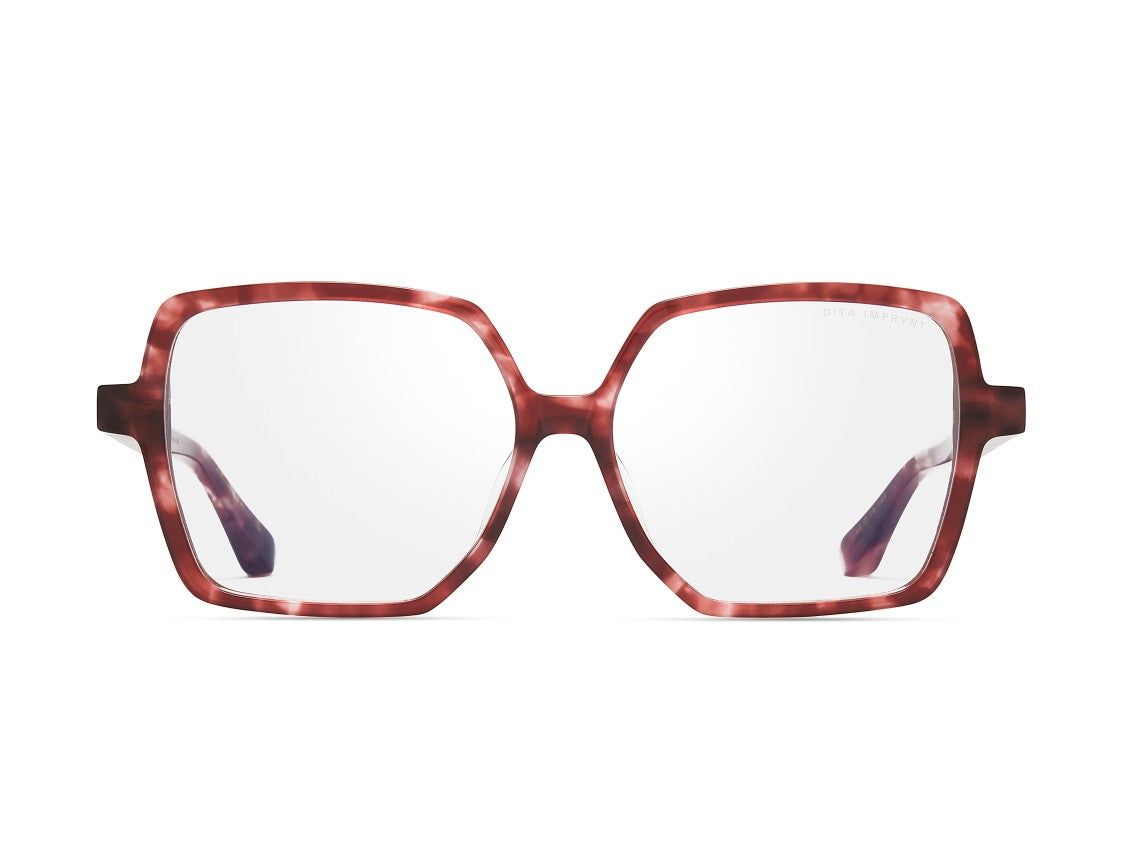 Dita Marbled Reddish-Brown Imprynt Oversized Geometric Frames