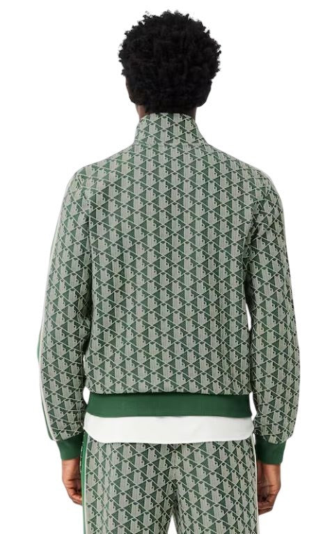 Lacoste Jacquard Knit Zip-Up Contrasting Stripe Sweatshirt