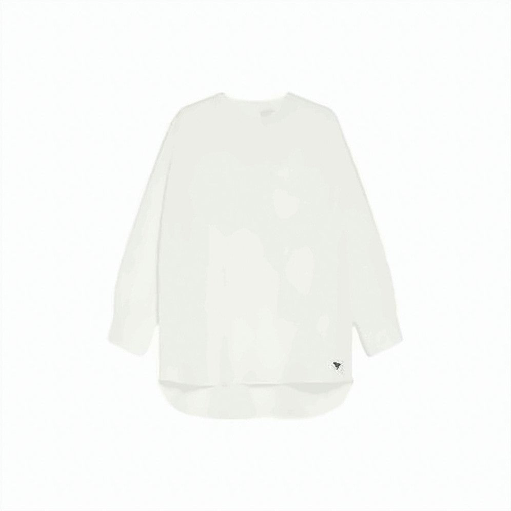 Max Mara Relaxed Fit White Cotton Blouse With Subtle Embroidery