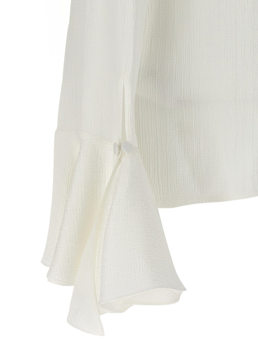 Givenchy Silk Shirt With '4G' Pattern And Ruffle Accents