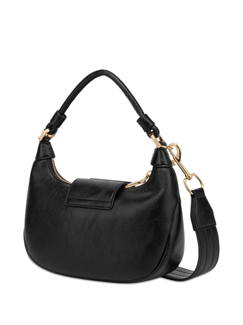Love Moschino Polished Black Shoulder Bag With Curved Silhouette