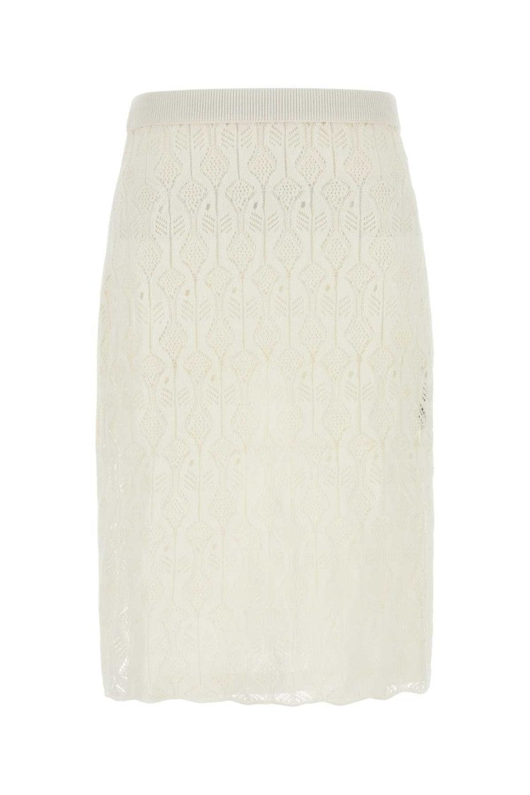 Bottega Veneta White Lace Skirt