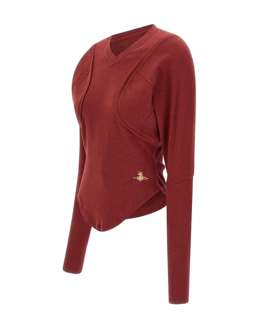 Vivienne Westwood Fitted Ribbed Long-Sleeve Top With Structured Panels