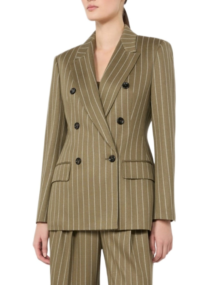 Max Mara Double-Breasted Tailored Jacket With Pinstripes