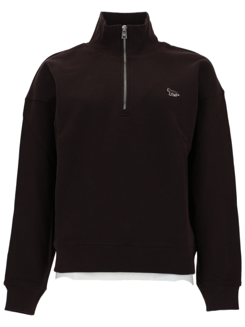 Maison Kitsuné Neutral Baby Fox Half-Zip Cotton Sweatshirt