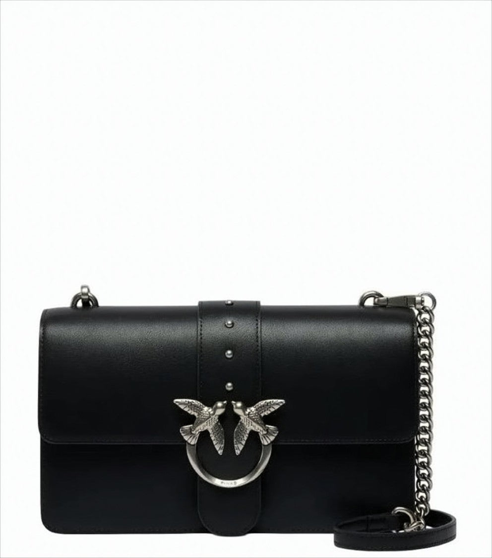 Pinko Black Calf Leather Bag