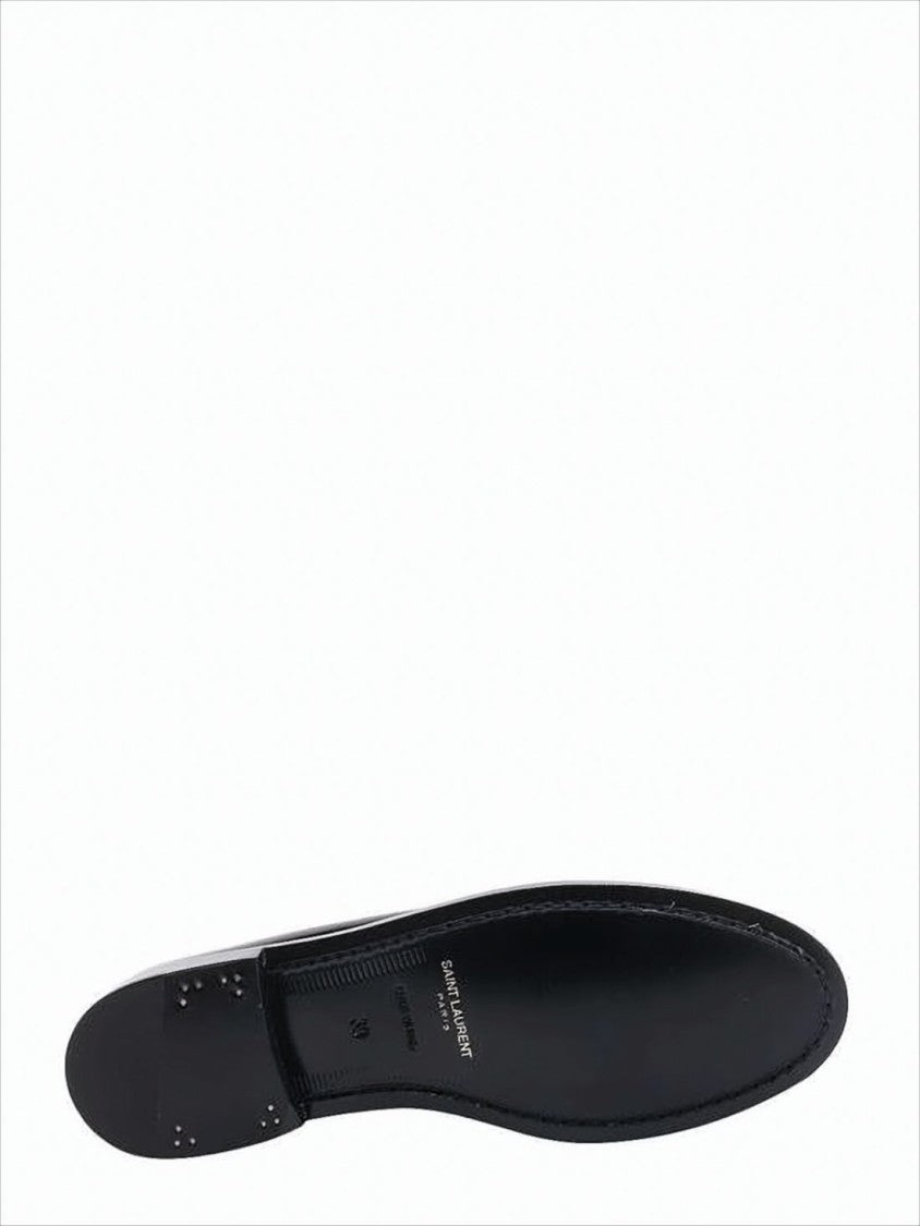 Saint Laurent Polished Black Cow Leather Loafers
