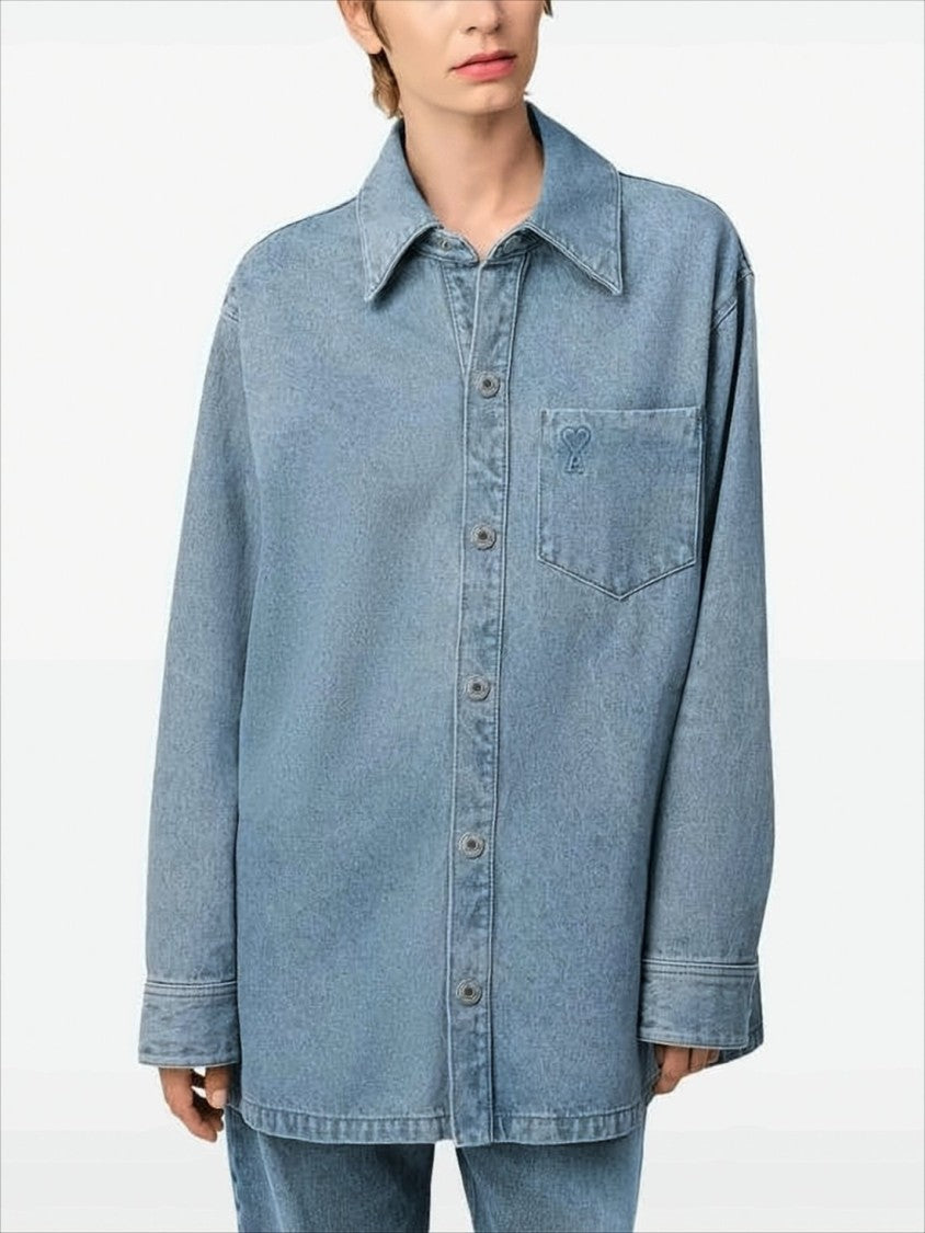 Ami Paris Light Blue Oversized Denim Jacket