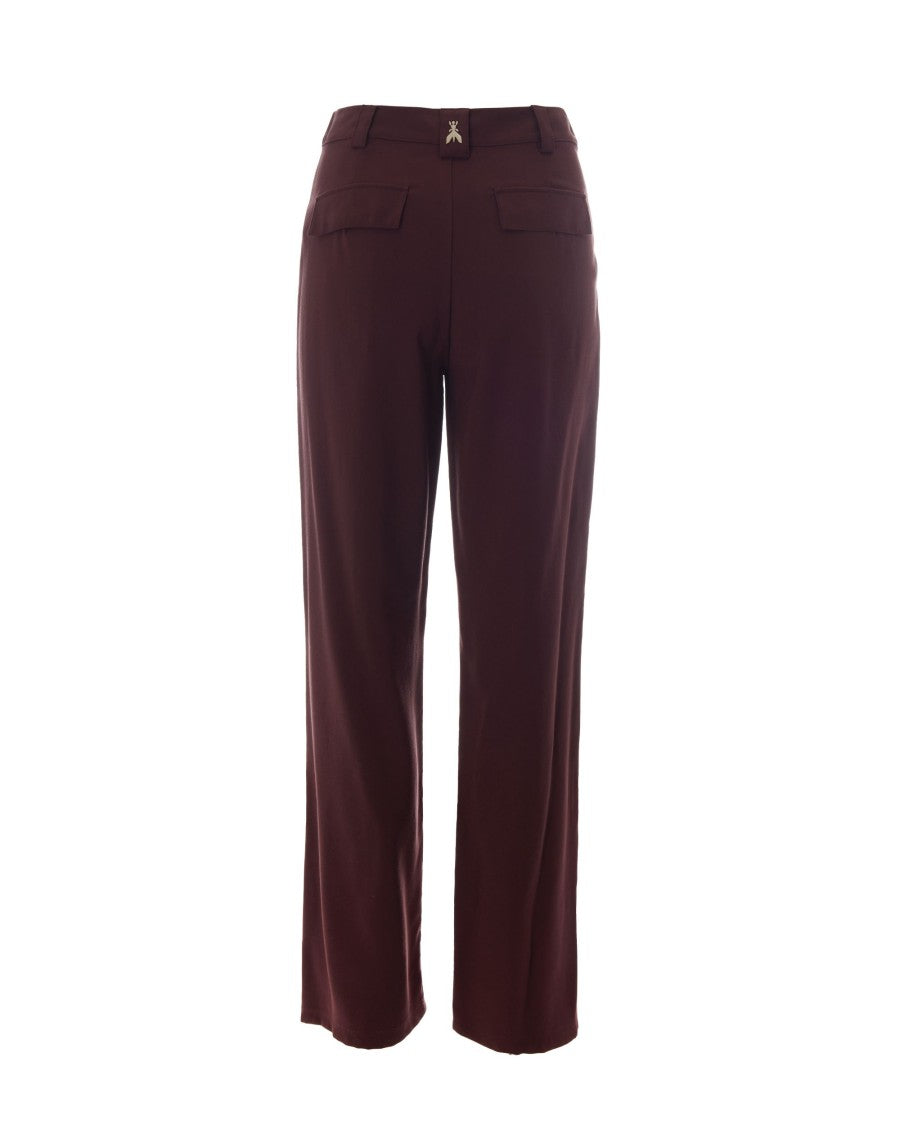 Patrizia Pepe Twill Viscose Straight-Leg Trousers With Decorative Strap