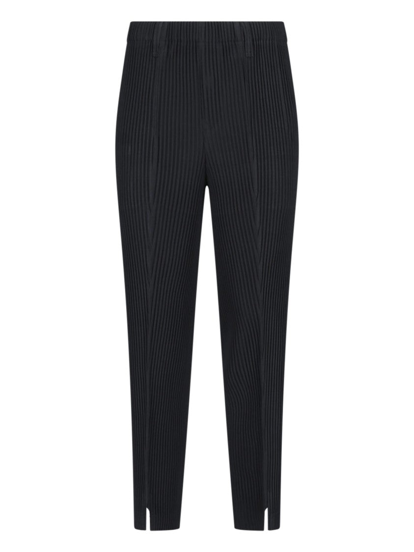 Homme Plissé Issey Miyake Black Pleated Elastic Waist Straight-Leg Pants