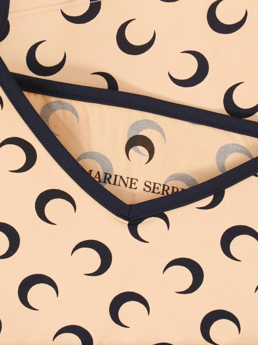 Marine Serre Beige Moon Pattern Fitted Tank Top