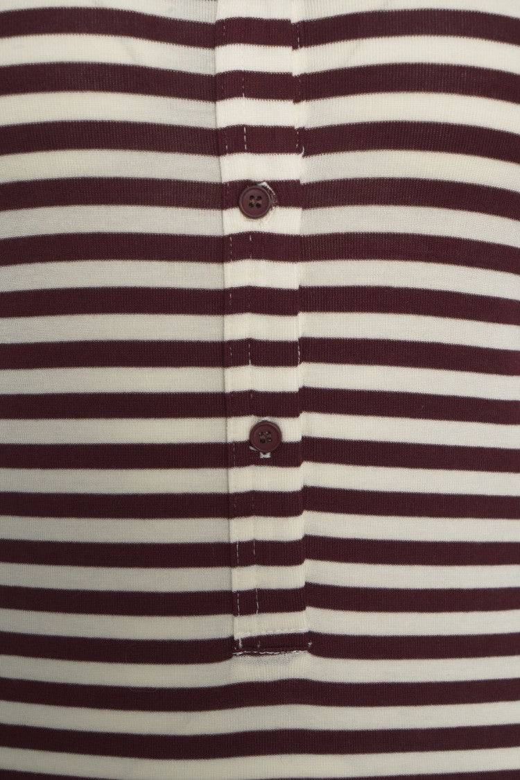 Munthe Long-Sleeve Knit Top With Half-Button Placket And Horizontal Stripes