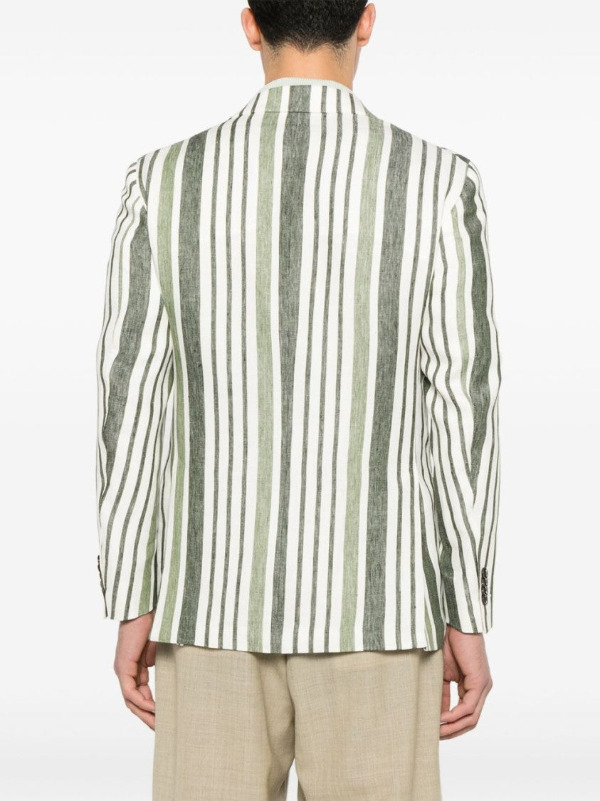 Gabriele Pasini Forest Green Striped Blazer With Tailored Design