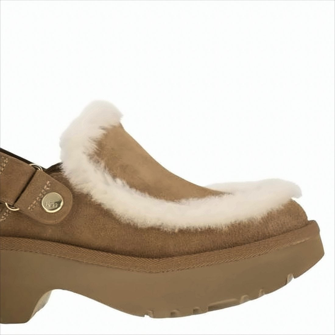 Ugg Suede Mules With Plush Trim And Adjustable Strap