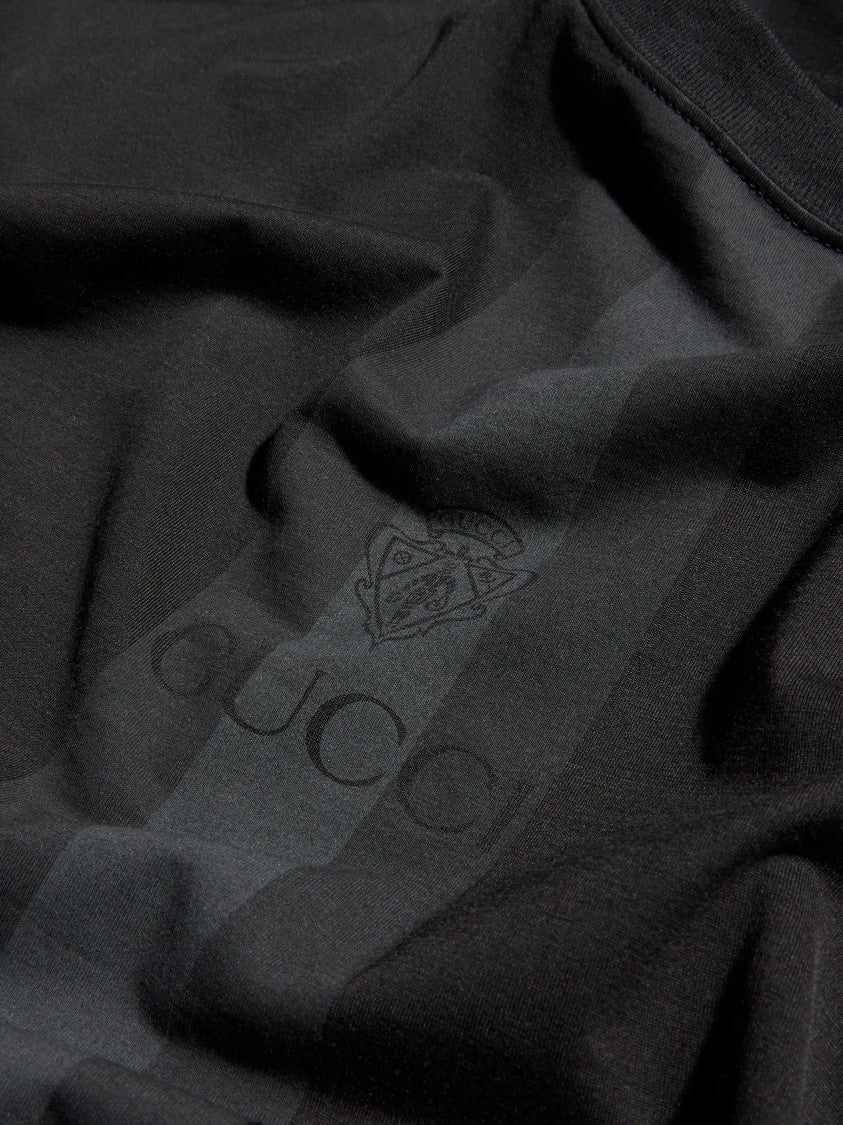Gucci Black Crest Print Cotton T-Shirt