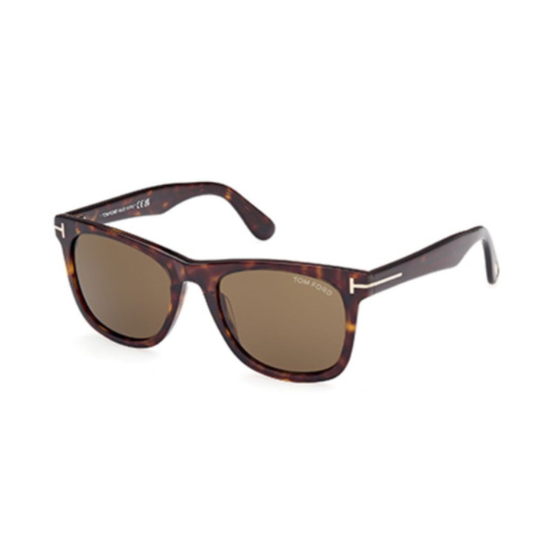 Tom Ford Tortoiseshell Rectangular Frame Sunglasses With Metallic Accents