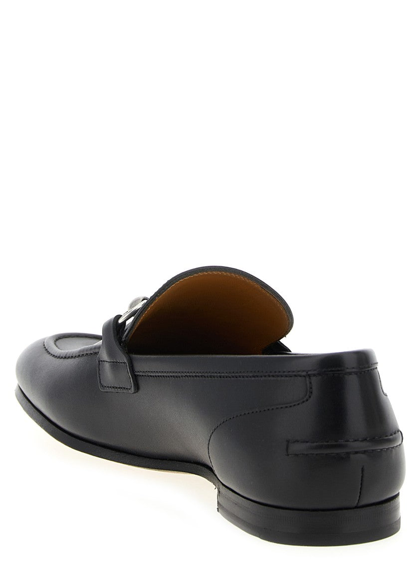Gucci Jordaan Leather Loafers With Front Metal Clamp Detail