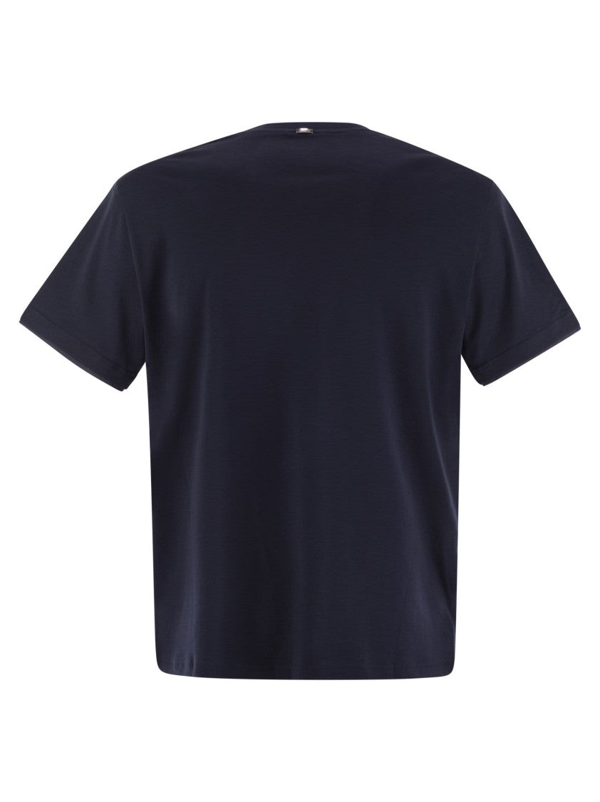 Herno Resort T-Shirt In Cotton And Light Stretch Nylon
