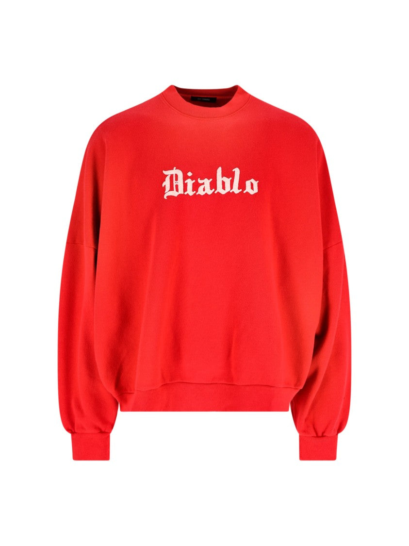 Willy Chavarria Diablo Hooligan Crewneck Sweatshirt – Red